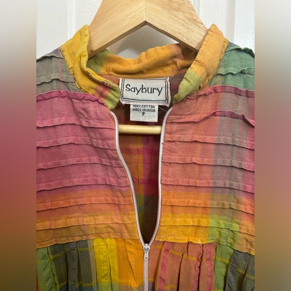 Vintage Saybury Indian Cotton Hand Loomed Maxi Kaftan Dress - Picture 3 of 7